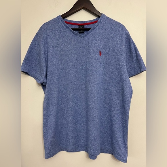 U.S. Polo Assn Men's XL V-Neck T-Shirt Heather Blue With Red Logo Pony - Picture 1 of 9